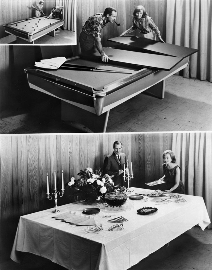 It's a pool table and a table! - Shopping Hints #99, Item #2, Billiard Buffet. Product News, 3/17/1967. [Medical World News Collection, McGovern Historical Center, IC077, Folder 94.39]