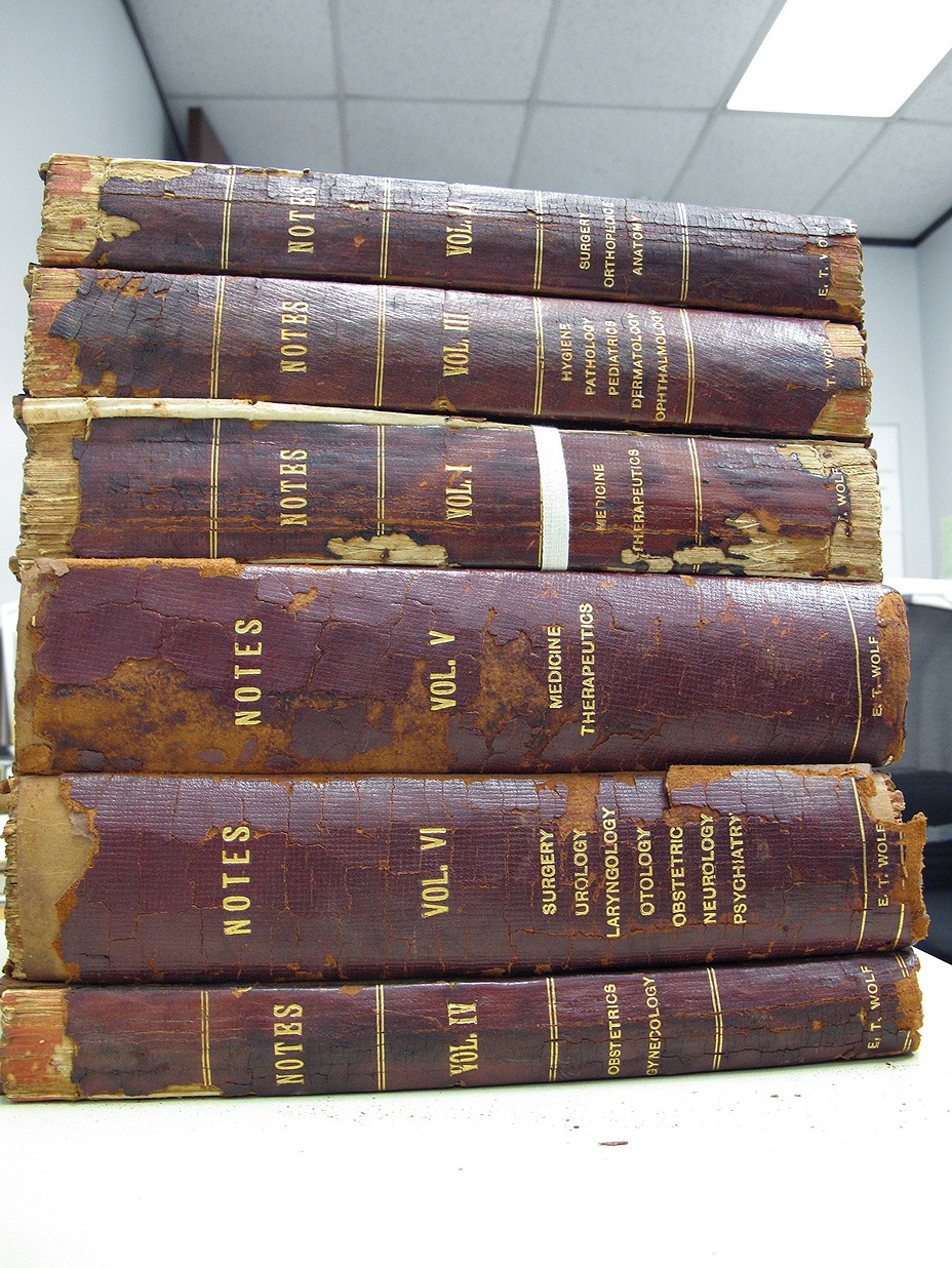 Six bound volumes of medical school notes (1929-1933).