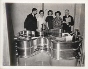 Hydrotherapy Machine: Therapeutic Bath, 1937. Memorial was the first hospital in Houston to have a therapeutic tank to treat polio. Robert Jolly, the hospital superintendent for over 20 years, was a great fundraiser and was able to secure new equipment for the hospital through generous donations. [Memorial Hospital Photograph Collection, McGovern Historical Center, Texas Medical Center Library, IC 103, IC103-P243]