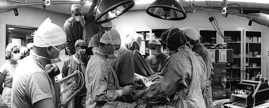 St. Luke's and Texas Children's Hospitals Cardiovascular Surgery Team in Operating Room, 1969.