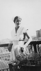 Nursing student, Jeanette James, on the rooftop garden of Memorial Hospital, 1932. [Memorial Hospital Photograph Collection, Series I: Lela Smith Hickey, McGovern Historical Center, Texas Medical Center Library, IC 103, IC103-P176-002]