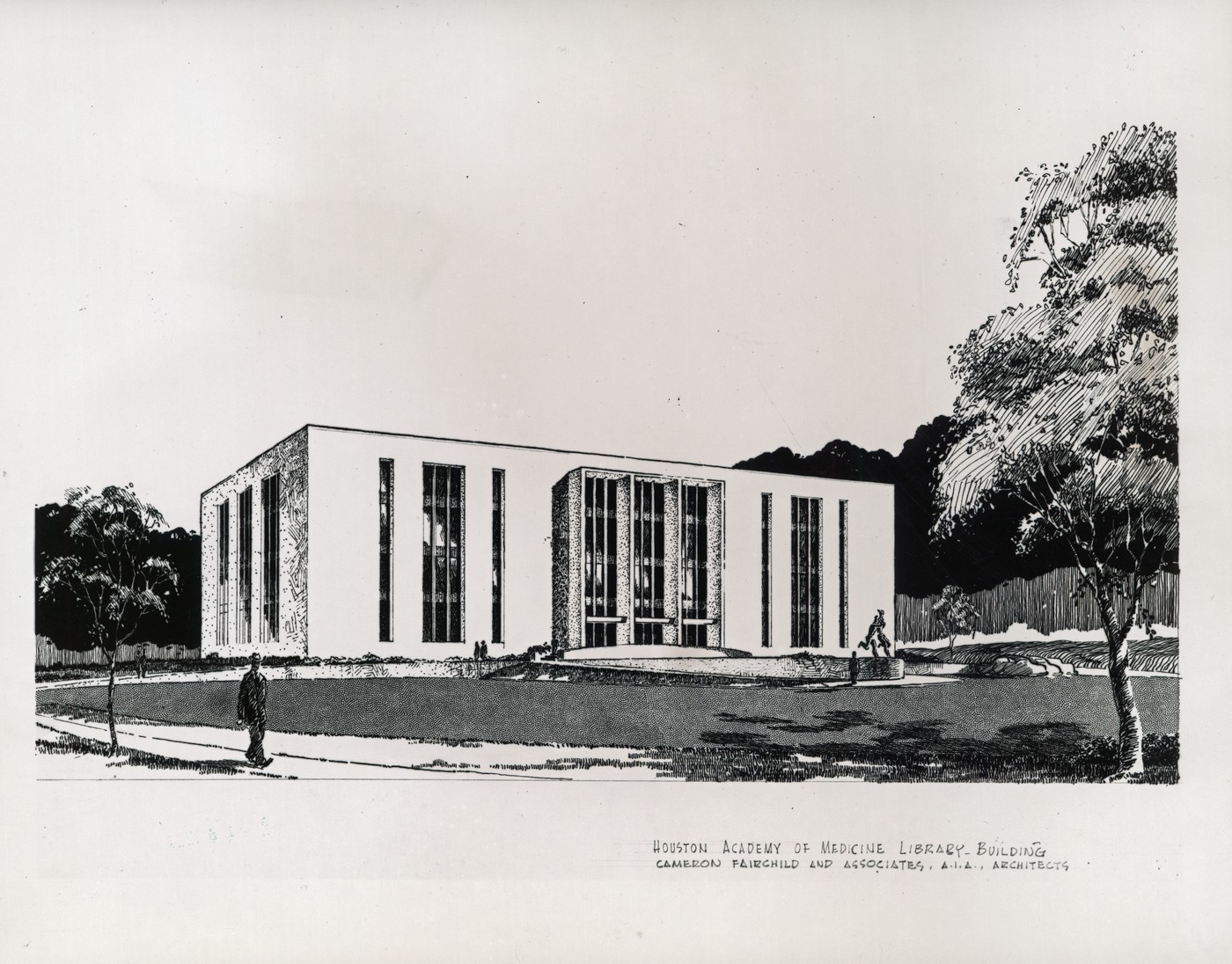 Houston Academy of Medicine Library Building architectural drawing, 1952