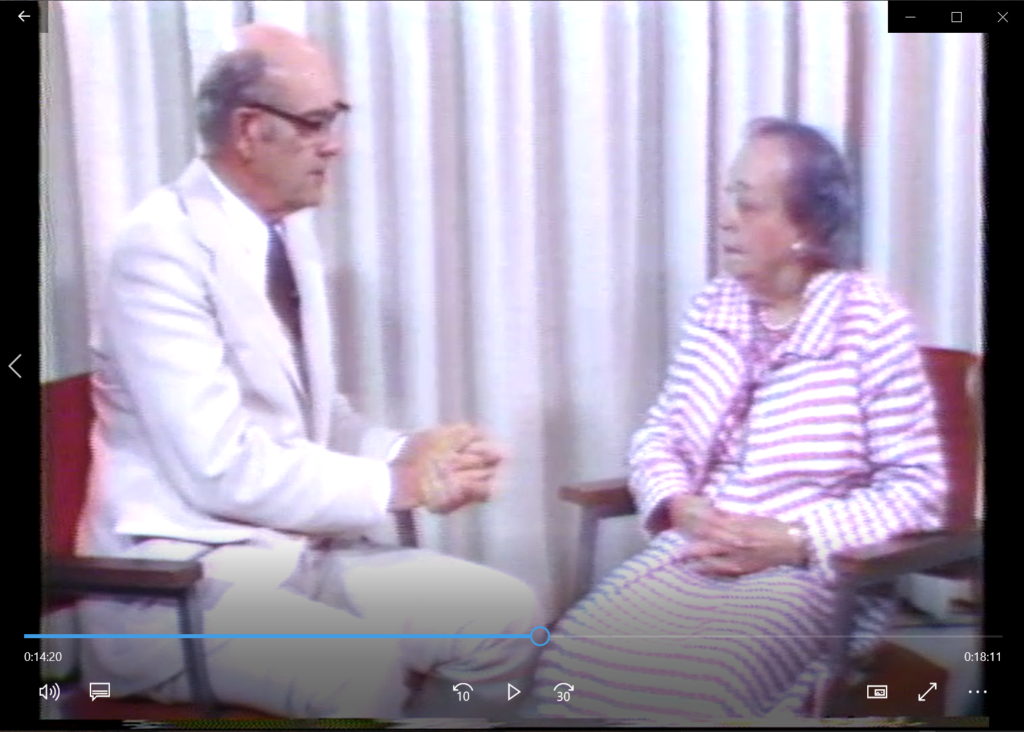 [Screenshot from "Interview with Julia Williams Bertner Naylor," (1973). AVV-IC084-074, IC 084 TMC Historical Resources Project Records, McGovern Historical Center, TMC Library]