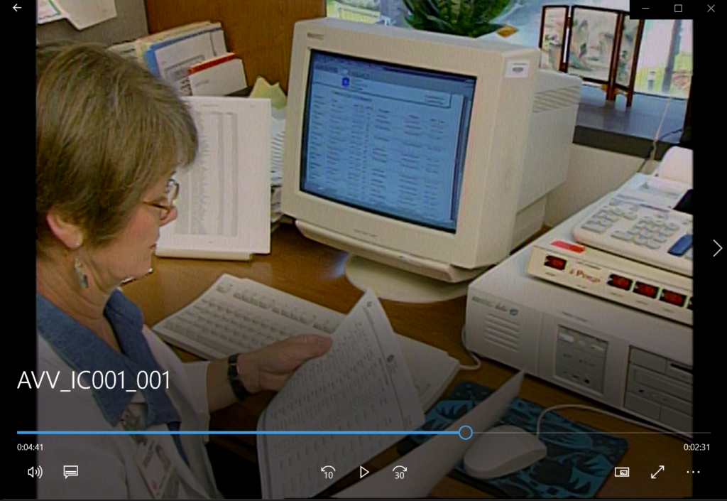 [Screenshot from "The Houston Academy of Medicine - Texas Medical Center Library Meeting the Challenge," (1997). AVV_IC001_001, IC 001 TMC Library Records, McGovern Historical Center, TMC Library]