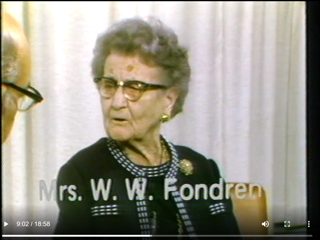 [Screenshot from "Interview with Ella Fondren," (1973). AVV-IC084-048 , IC 084 TMC Historical Resources Project Records, McGovern Historical Center, TMC Library]