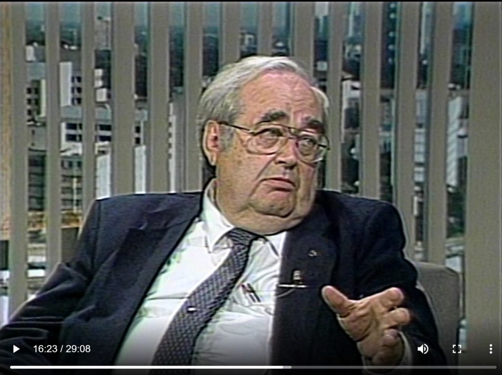 [Screenshot from "Interview with William Spencer" (February 22, 1988). AVV-IC084-091, IC 084 TMC Historical Resource Project records, McGovern Historical Center, TMC Library]
