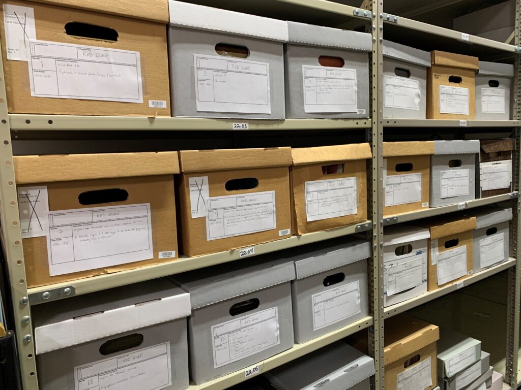 [MS 250 James "Red" Duke, Jr., MD papers on the shelves at the McGovern Historical Center, Texas Medical Center Library]