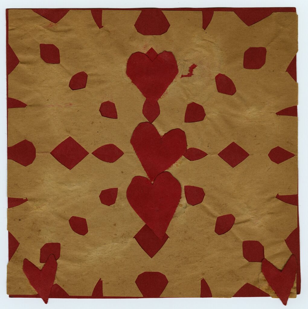 Image of hearts, an additional McGovern Valentines Day creation for his mother: Valentine Greetings, From Jack. Box 9, MS115 John P. McGovern, MD Papers, McGovern Historical Center, Texas Medical Center Library.