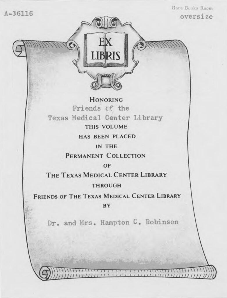 Bookplate for De Humani Corporis Fabrica Libri Septem