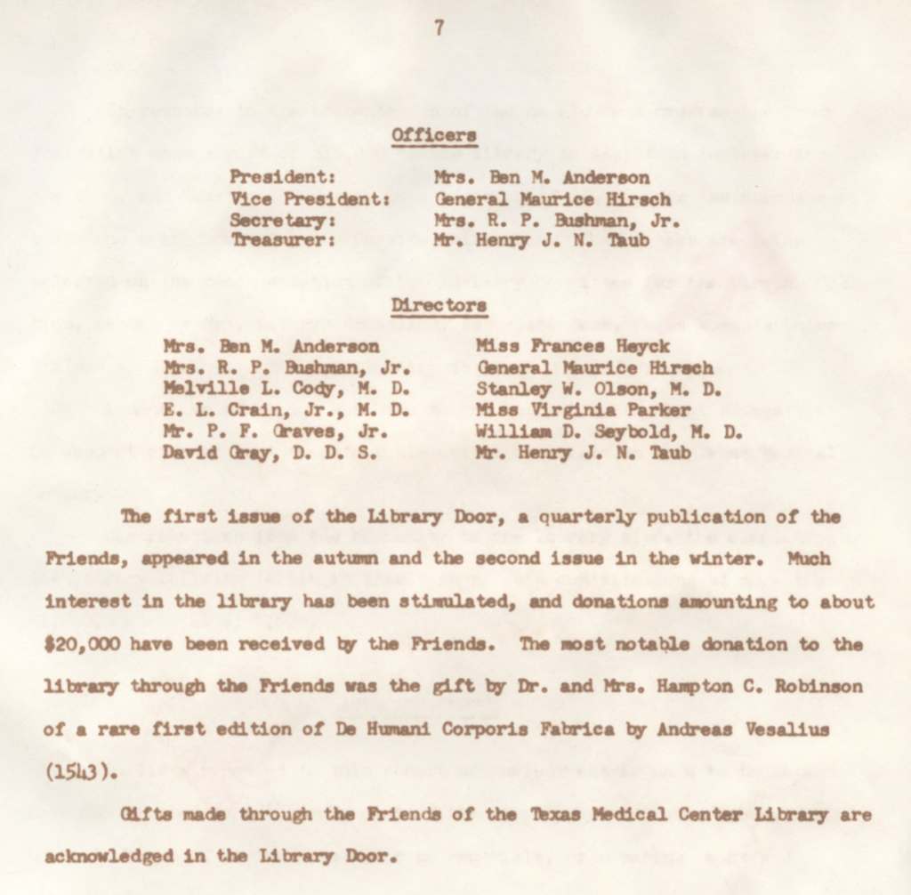 Screenshot of TMC Library Annual Report 1961