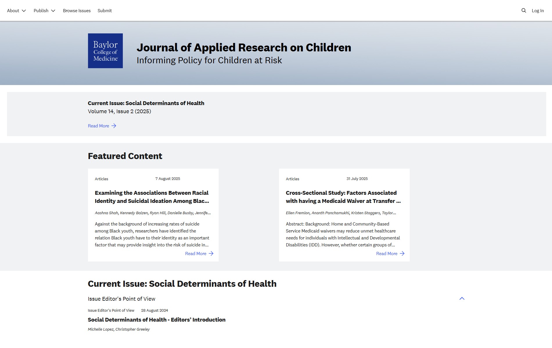 Journal of Applied Research for Children logo