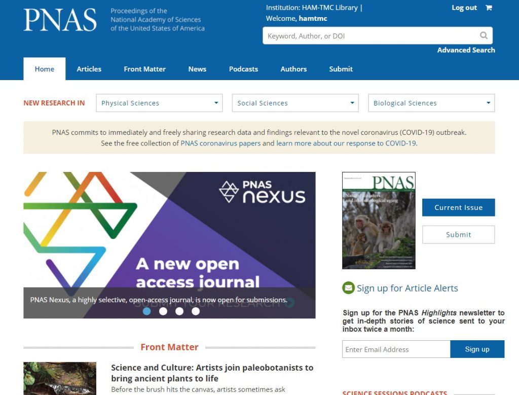 PNAS home page