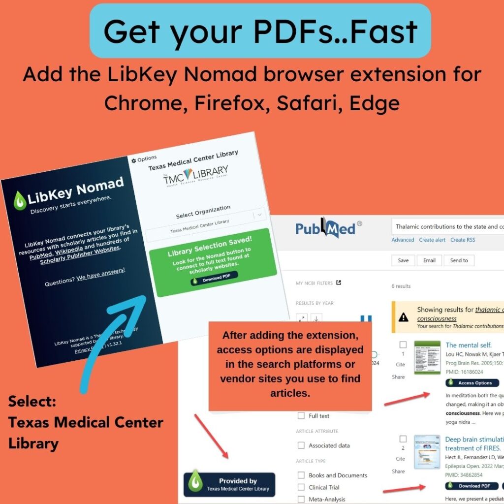 Get your PDF's...fast, add the LibKey Nomad browser for Chrome, Firefox, Safari and Edge